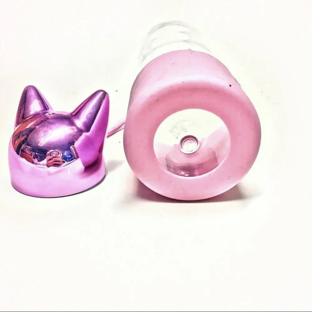 NWOT Pink Metallic Kitten Water Bottle ~22 oz.